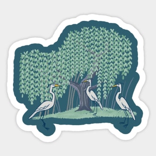 Herons and Weeping Willow Sticker